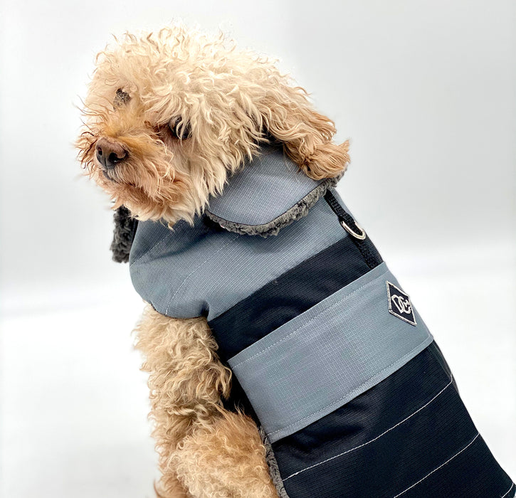 DoggieCoutureNY Water Resistant Gray & Black Coat