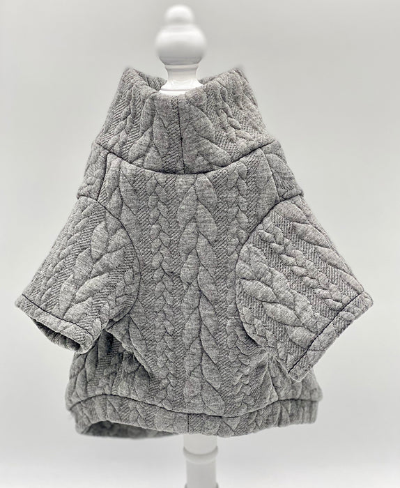 DCNY Great Owl Grey Cable Knit Sweater