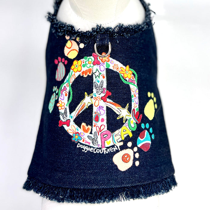 DCNY Hand Painted Peace Sign Denim Vest 2