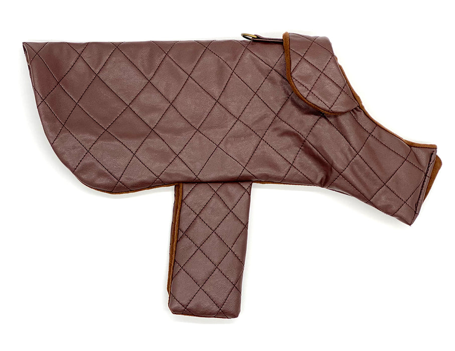 DCNY Quilted Vegan Chocolate Leather Coat